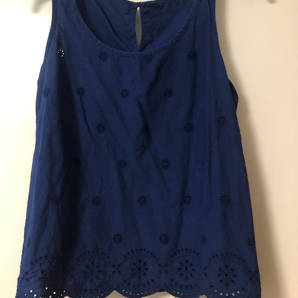 Navy Blue Top with Lacey Details